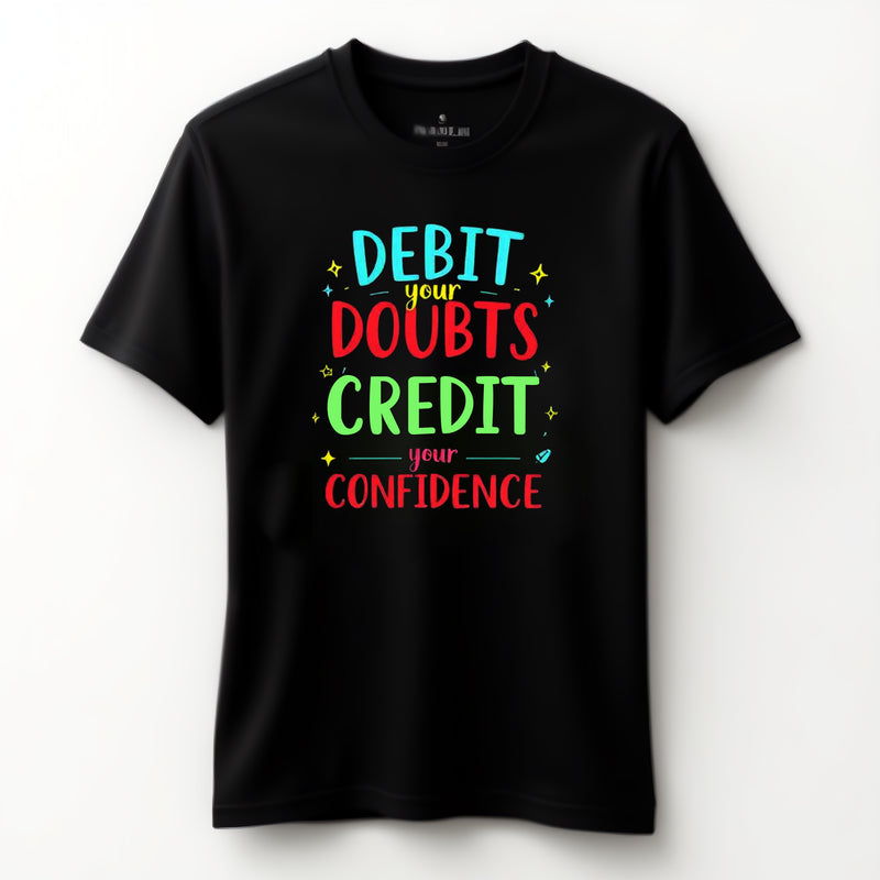 "Debit Your Doubts, Credit Your Confidence" - T-Shirt