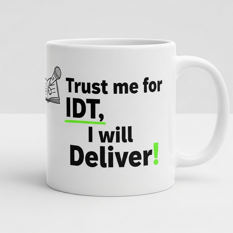 "Trust me for IDT, I will Deliver!" Mug - by CA Siddhesh Valimbe