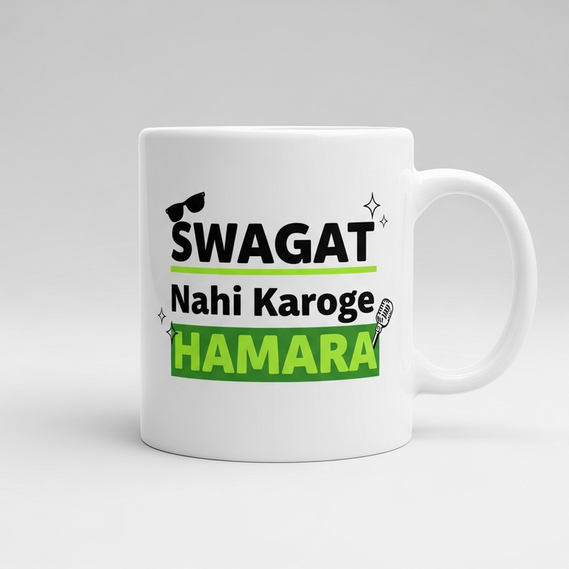 "Swagat Nahi Karoge Hamara" Mug - by CA Aakash Kandoi