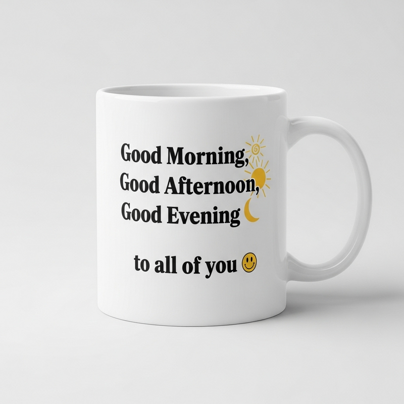 "Good Morning, Good Afternoon, Good Evening" Mug - by CA Bhanwar Borana