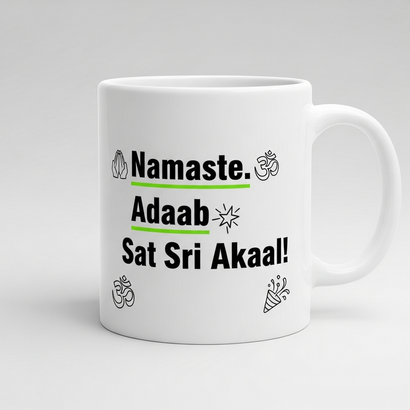 "Namaste, Adaab, Sat Sri Akaal!" Mug - By CA Sankalp Kanstiya